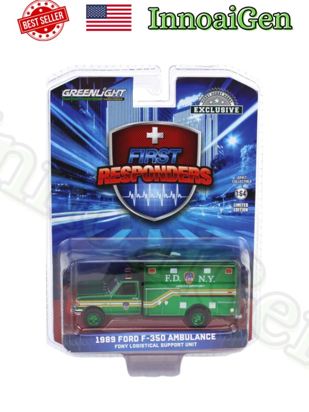 GreenLight First Responders 1989 Ford F-350 Ambulance FDNY Logistical Support